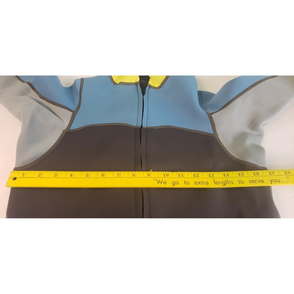 Neoprene Wet Suit Jacket Full Zip Mock Neck Collar Size 12 Blue/Yellow/ Black - Picture 6 of 12